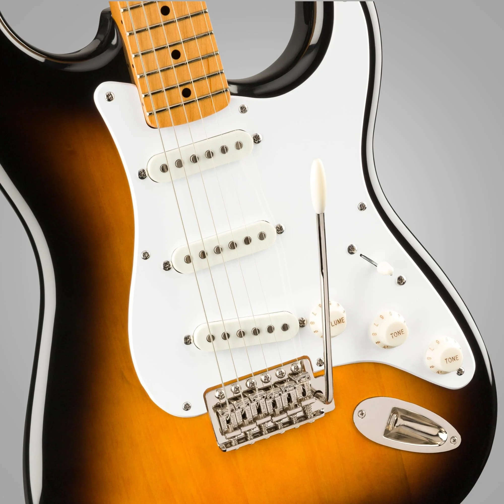 Squier Classic Vibe '50s Stratocaster, Maple Fingerboard, 2-Color Sunburst - 0374005500 Bundle w/ 12-Pack Guitar Pick and Liquid Audio Polishing Cloth - Image 6