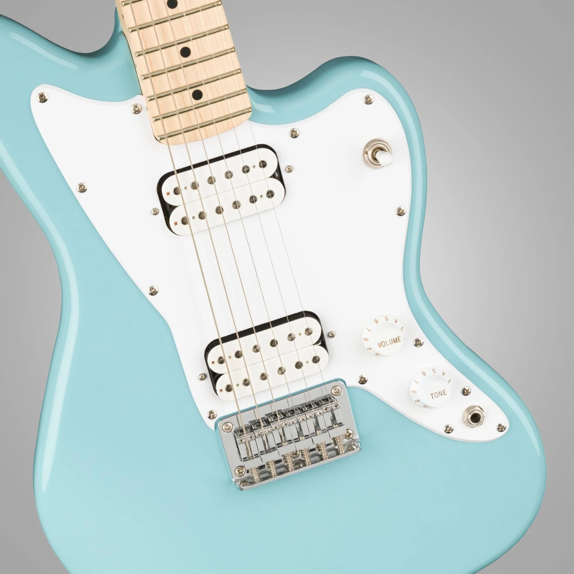 Squier Mini Jazzmaster® HH Electric Guitar, Maple Fingerboard, Daphne Blue - 0370125504 Bundle w/ 12-Pack Guitar Pick and Liquid Audio Polishing Cloth - Image 3