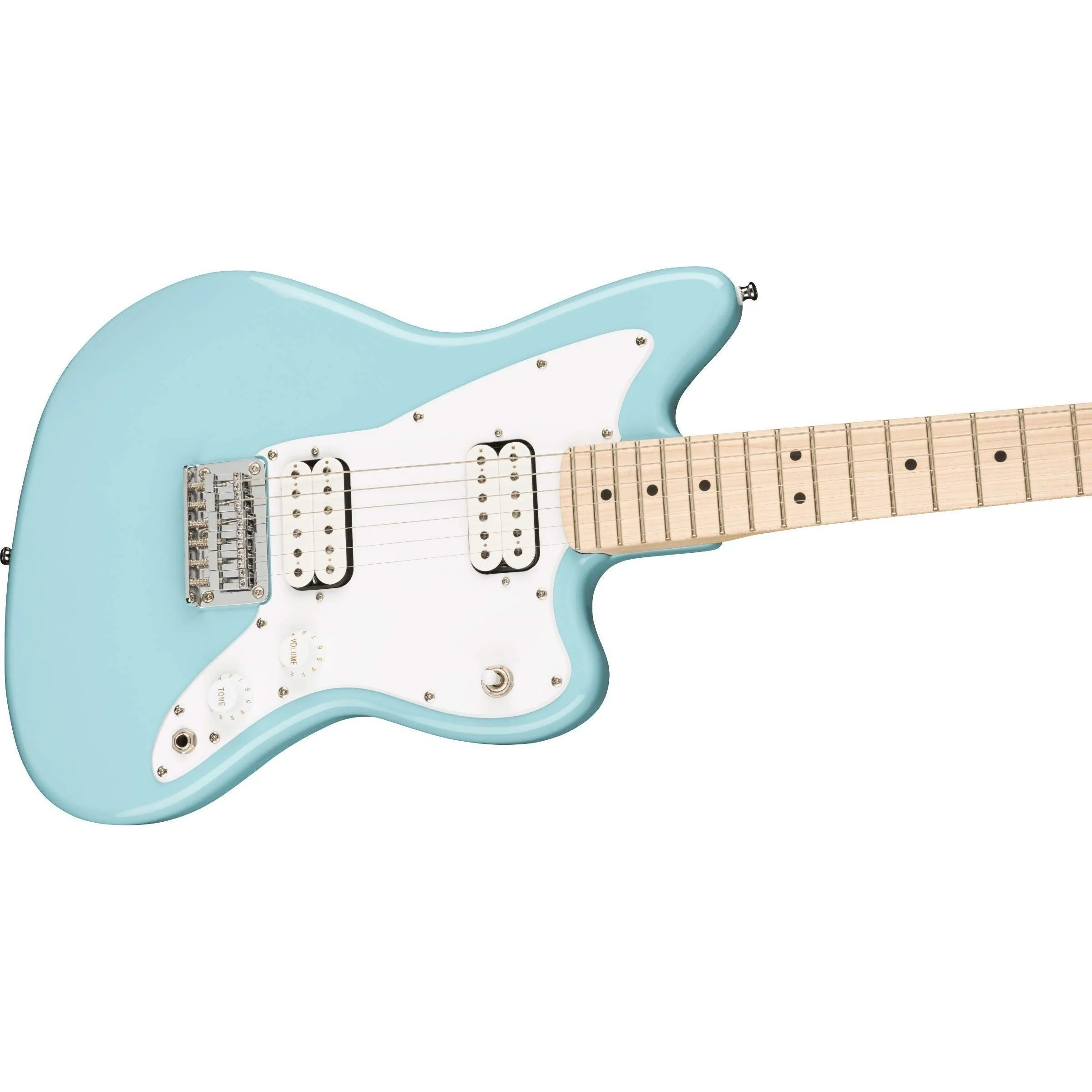 Squier Mini Jazzmaster Electric Guitar, Daphne Blue, Maple Fingerboard - Image 4
