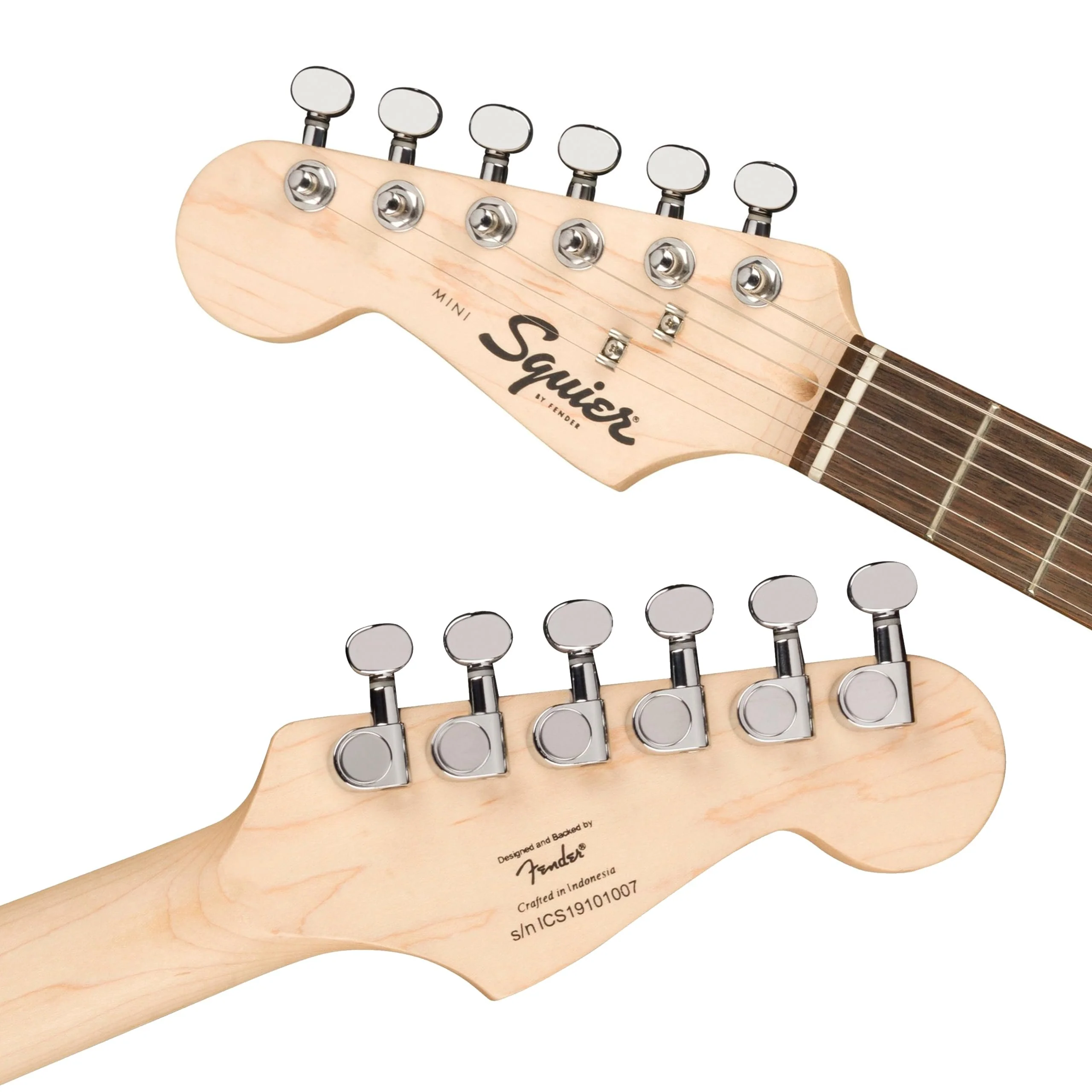 Squier Mini Stratocaster Left-Handed Electric Guitar Black Bundle with 12 Guitar Picks & Polishing Cloth – Laurel Fingerboard, 3/4-Size Body, Hardtail Bridge, Classic Strat Tone & Playability - Image 4