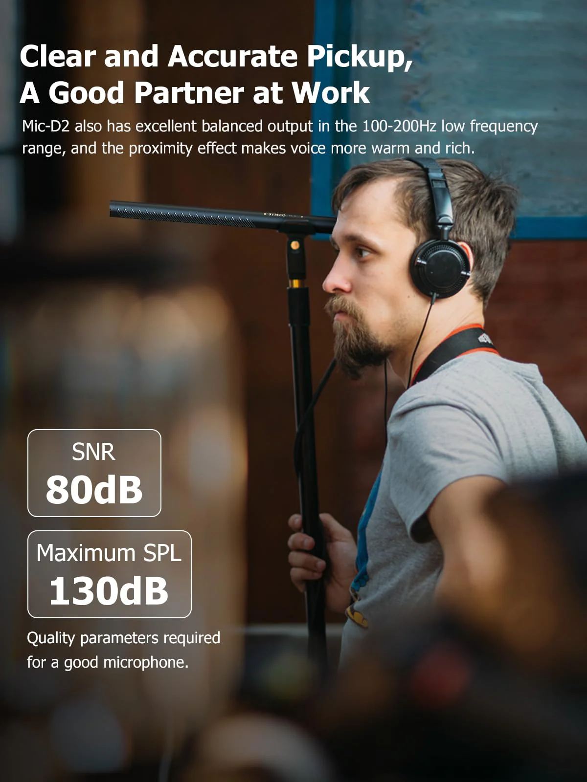 SYNCO D2 XLR Shotgun Microphone, Hypercardioid Condenser Mic for Camcorder, DSLR, Audio & Video Recording, Professional Directional Mic with XLR Output - Image 3