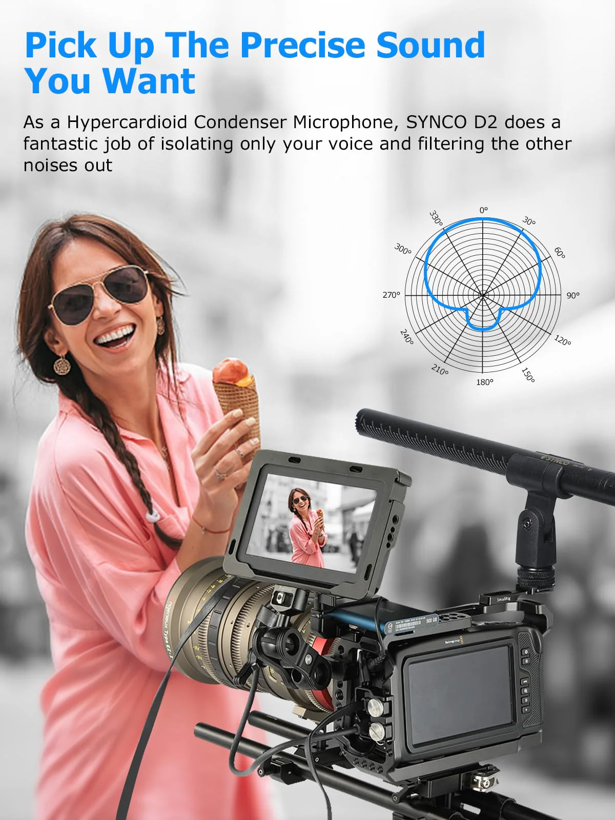 SYNCO D2 XLR Shotgun Microphone, Hypercardioid Condenser Mic for Camcorder, DSLR, Audio & Video Recording, Professional Directional Mic with XLR Output - Image 7