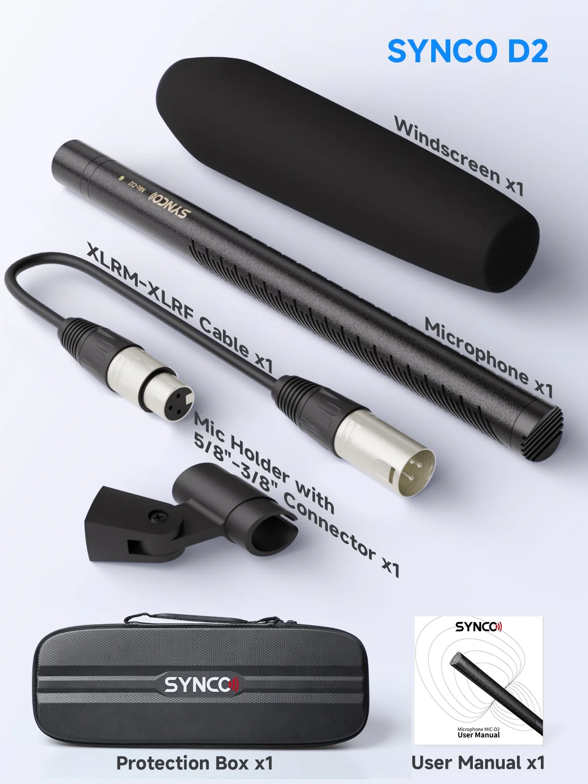 SYNCO D2 XLR Shotgun Microphone, Hypercardioid Condenser Mic for Camcorder, DSLR, Audio & Video Recording, Professional Directional Mic with XLR Output - Image 8