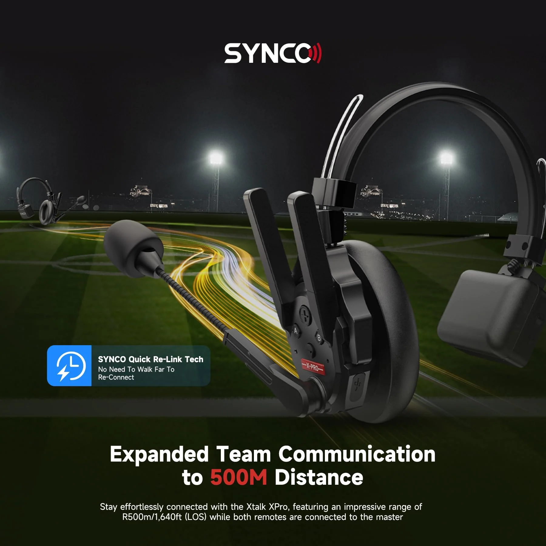 SYNCO XTALK PRO Wireless Intercom Headset System 2.4 GHz 1640feet/500 Meter Long Distance Range Communication Headset for Live Show Stage Performance Movie Shoot - Image 11