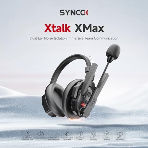 SYNCO Xtalk XMax2 Full-Duplex Wireless Intercom System with 2 Double-Ear Headsets (2.4 GHz) Random Master Device Design for Team Communication,Movie Shoot,Live Show Stage Performance - Image 6