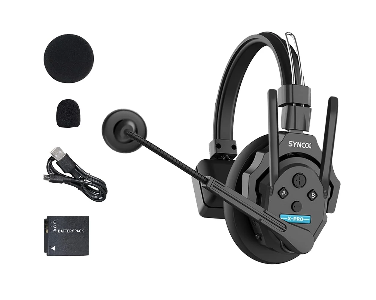SYNCO XTalk XPro Wireless Intercom Headset with Antenna Enhanced Signal Reception 2.4GHz Full Duplex Random Master Device Design for Team Communication Headset - Image 10