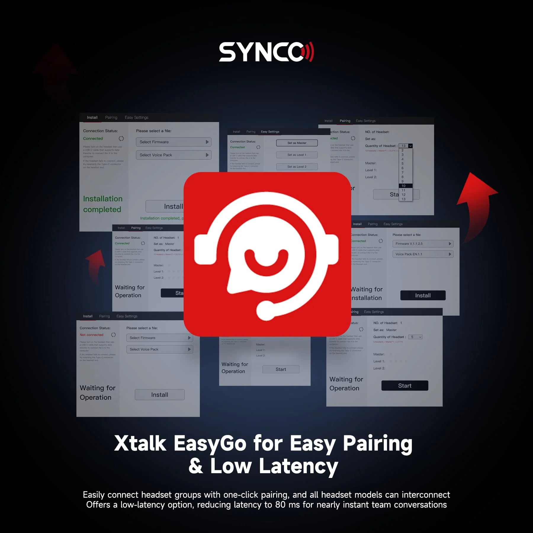 SYNCO XTalk XPro9 Wireless Intercom Headset System with Antenna Enhanced Signal Reception Support 500m/1640ft 2.4GHz 9-Person Team Communication,24-Hour Battery Life - Image 7