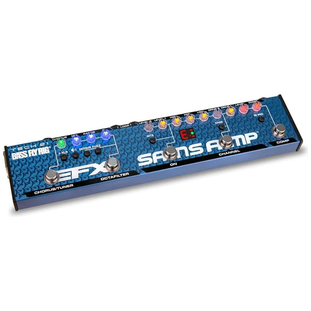 Tech 21 FR-BASS-V2 SansAmp Bass Fly Rig V2 Bundle w/ 2x Strukture S6P48 Woven Right Angle Patch Cables, 12x Fender Picks and Liquid Audio Polishing Cloth - Image 2