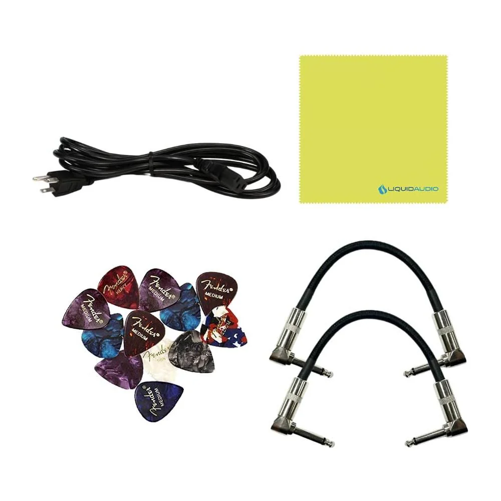 Tech 21 GED-2112 Geddy Lee Signature SansAmp Bundle w/ 2x Strukture S6P48 Woven Right Angle Patch Cables, 12x Fender Picks and Liquid Audio Polishing Cloth - Image 8