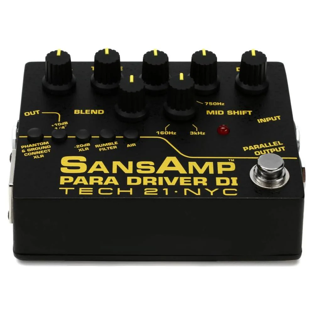 Tech 21 PMDI V2 SansAmp Para Driver DI V2 Guitar Bass Effects Pedal Bundle w/ 2x Strukture S6P48 Woven Right Angle Patch Cables, 12x Fender Picks & Liquid Audio Polishing Cloth - Image 3