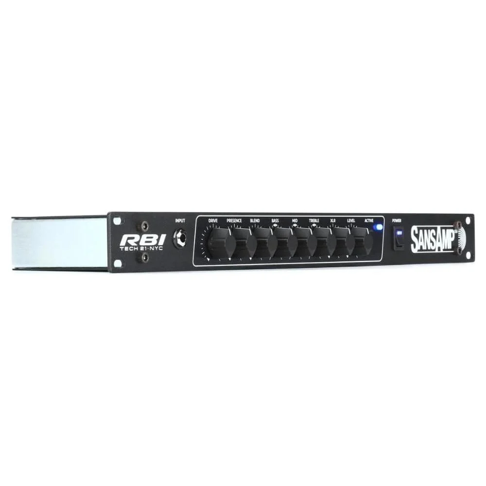 Tech 21 RBI SansAmp RBI 1U Rackmount Bass Preamp Bundle w/ 2X Strukture S6P48 Woven Right Angle Patch Cables, 12x Fender Picks and Liquid Audio Polishing Cloth - Image 4