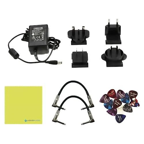 Tech 21 SH1 Steve Harris Signature SansAmp Pedal 4-b Active EQ Bundle w/ 2x Strukture S6P48 Woven Right Angle Patch Cables, 12x Fender Picks and Liquid Audio Polishing Cloth - Image 4