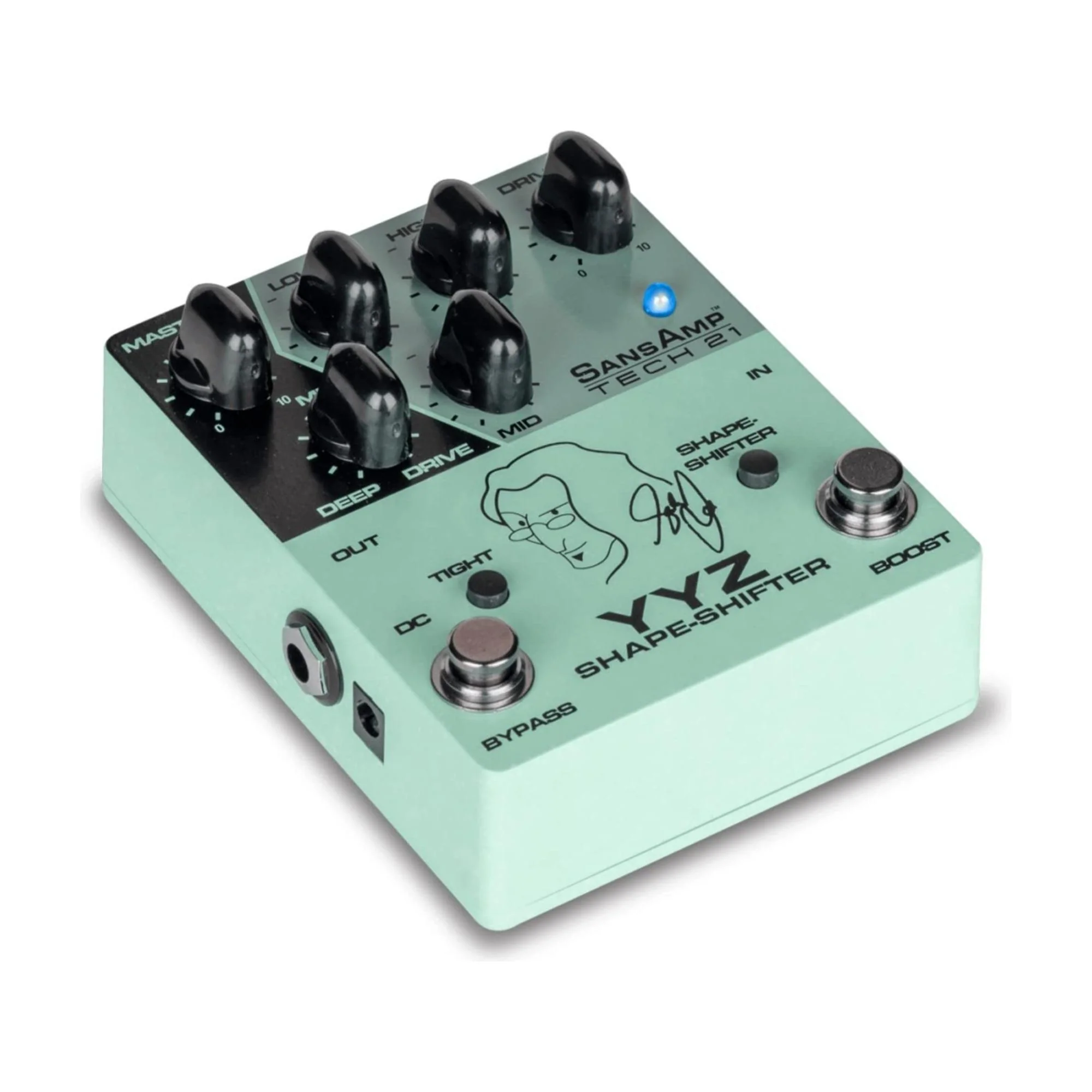 Tech 21 YYZ Geddy Lee Shape-Shifter Signature SansAmp Pedal with 12dB Boost Stomp Switch, Mix Control, and 3-Band Active EQ - Image 2