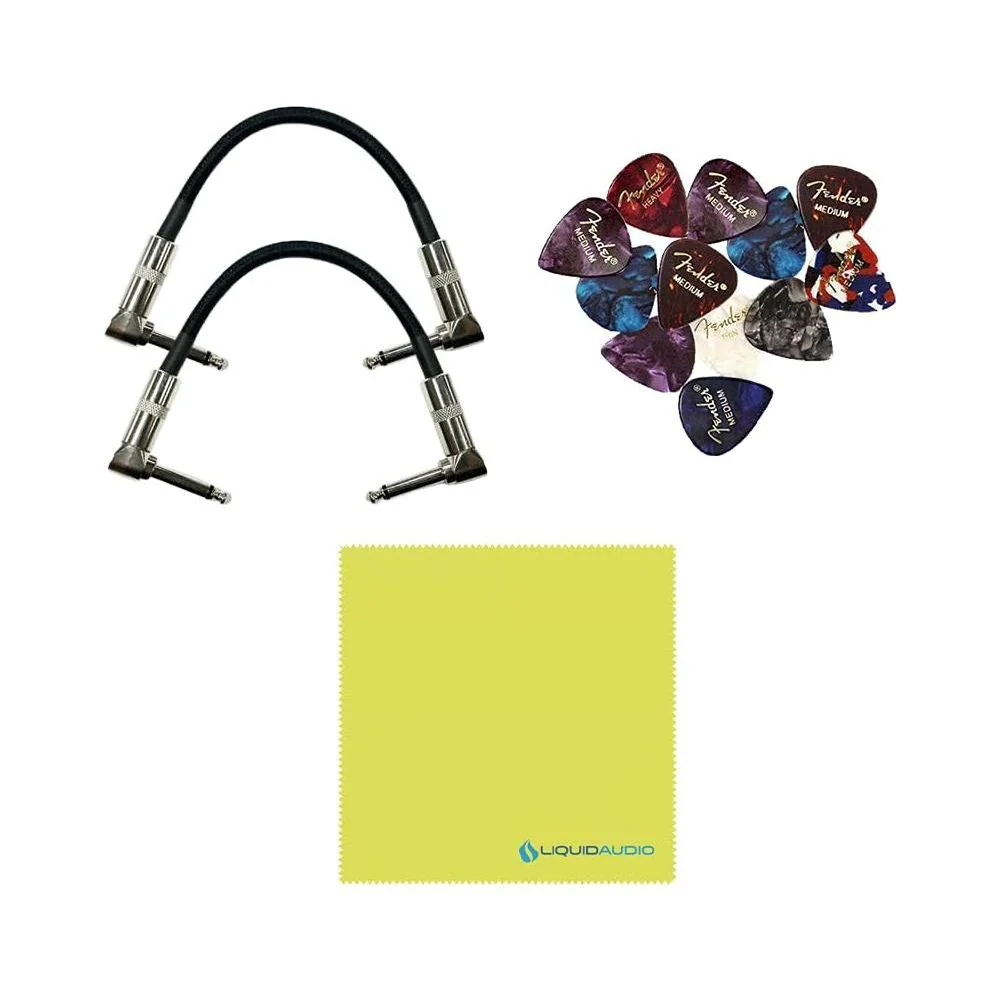 Tech 21 YYZ-SH Geddy Lee Shape-Shifter Signature SansAmp Pedal Bundle w/ 2x Strukture S6P48 Woven Right Angle Patch Cables, 12x Fender Picks and Liquid Audio Polishing Cloth - Image 5