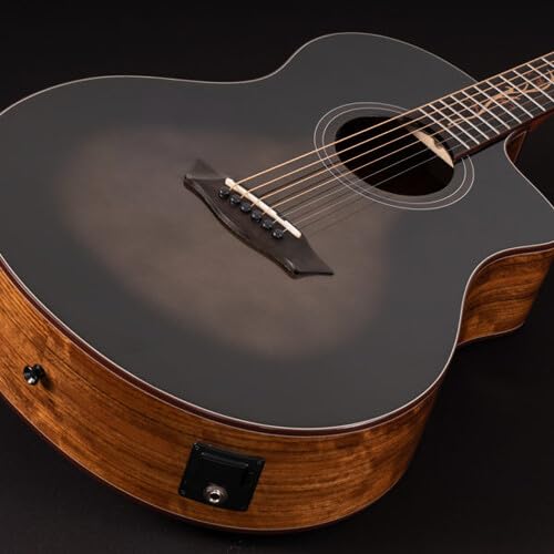 Washburn Bella Tono 6 String Acoustic-Electric Guitar, Right, Gloss Charcoal Burst - Image 3