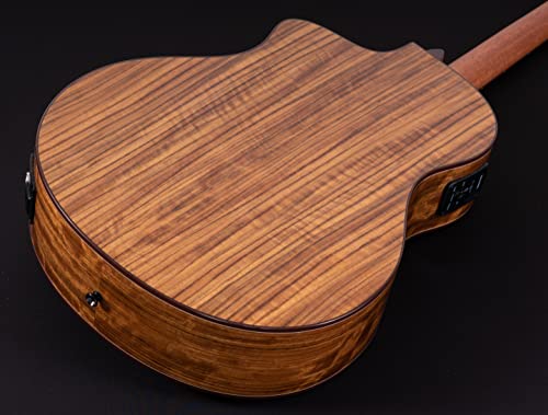 Washburn Bella Tono 6 String Acoustic-Electric Guitar, Right, Gloss Charcoal Burst - Image 4