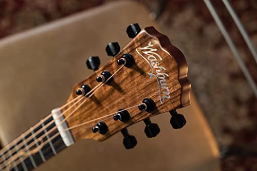 Washburn Bella Tono 6 String Acoustic-Electric Guitar, Right, Gloss Charcoal Burst - Image 5
