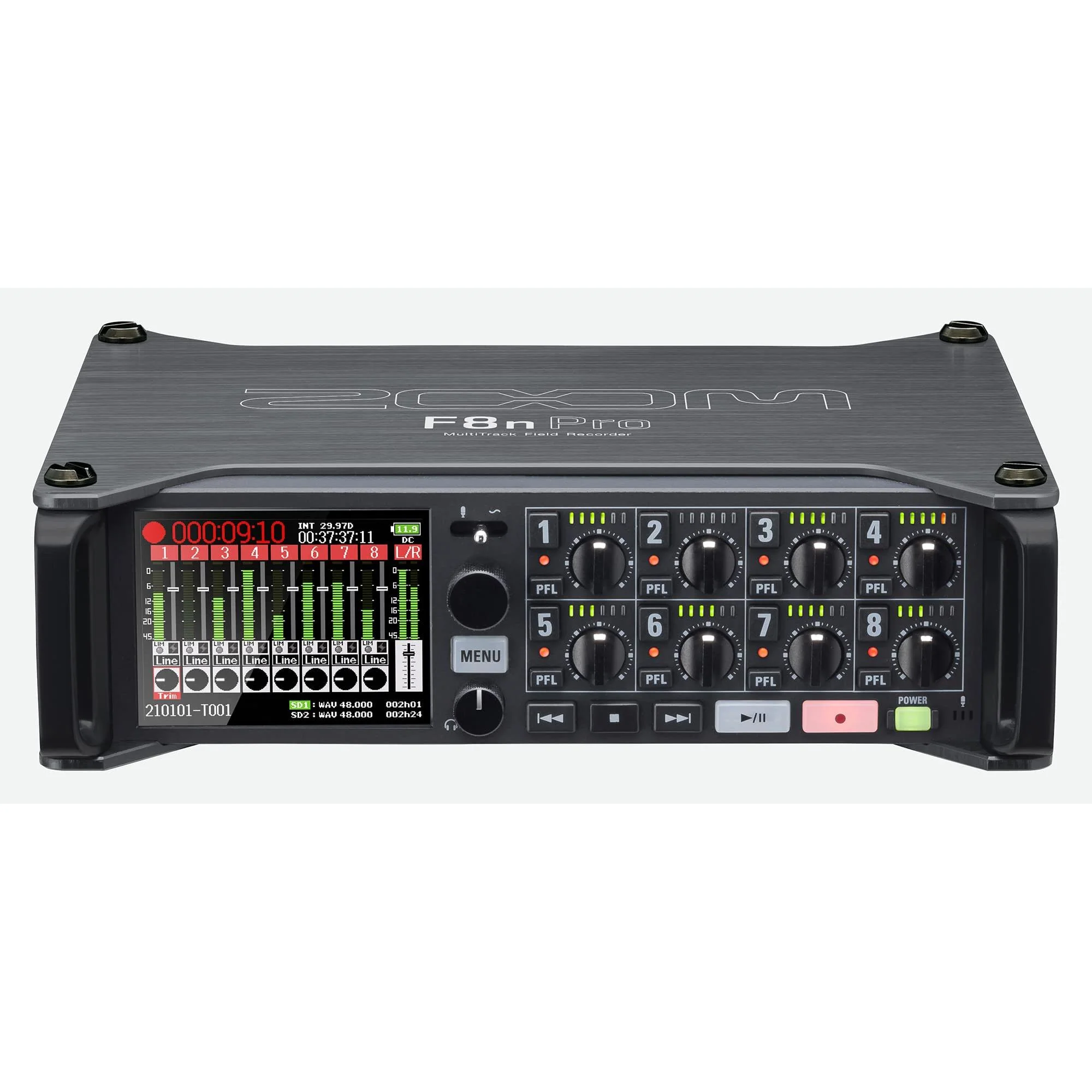 Zoom F8n Pro Professional Field Recorder/Mixer, Audio for Video, 32-bit/192 kHz Recording, 10 Channel Recorder, 8 XLR/TRS Inputs, Timecode, Ambisonics Mode, Battery Powered, Dual SD Card Slots - Image 8
