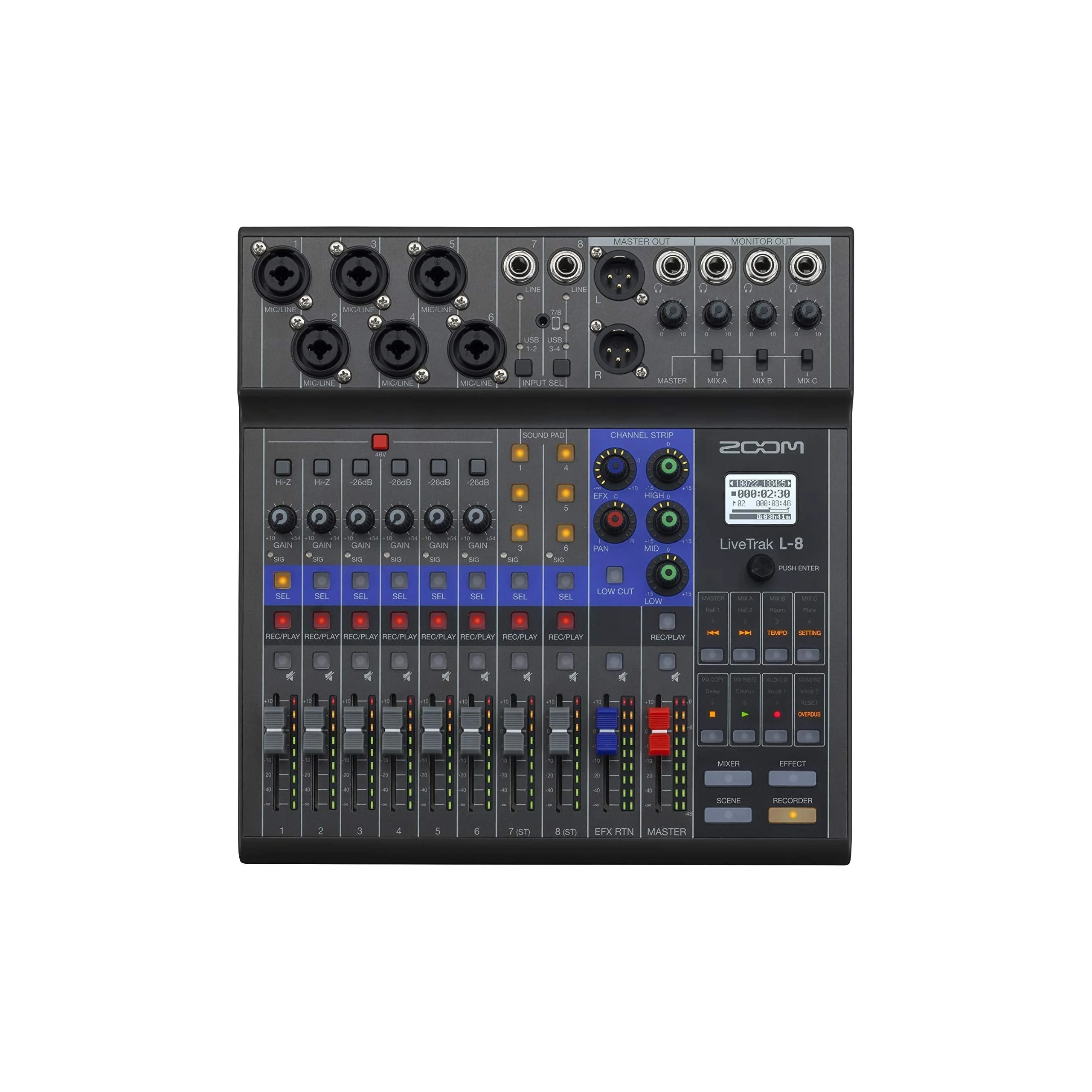 Zoom LiveTrak L-8 Podcast Recorder, Battery Powered, Digital Mixer and Recorder - Image 7
