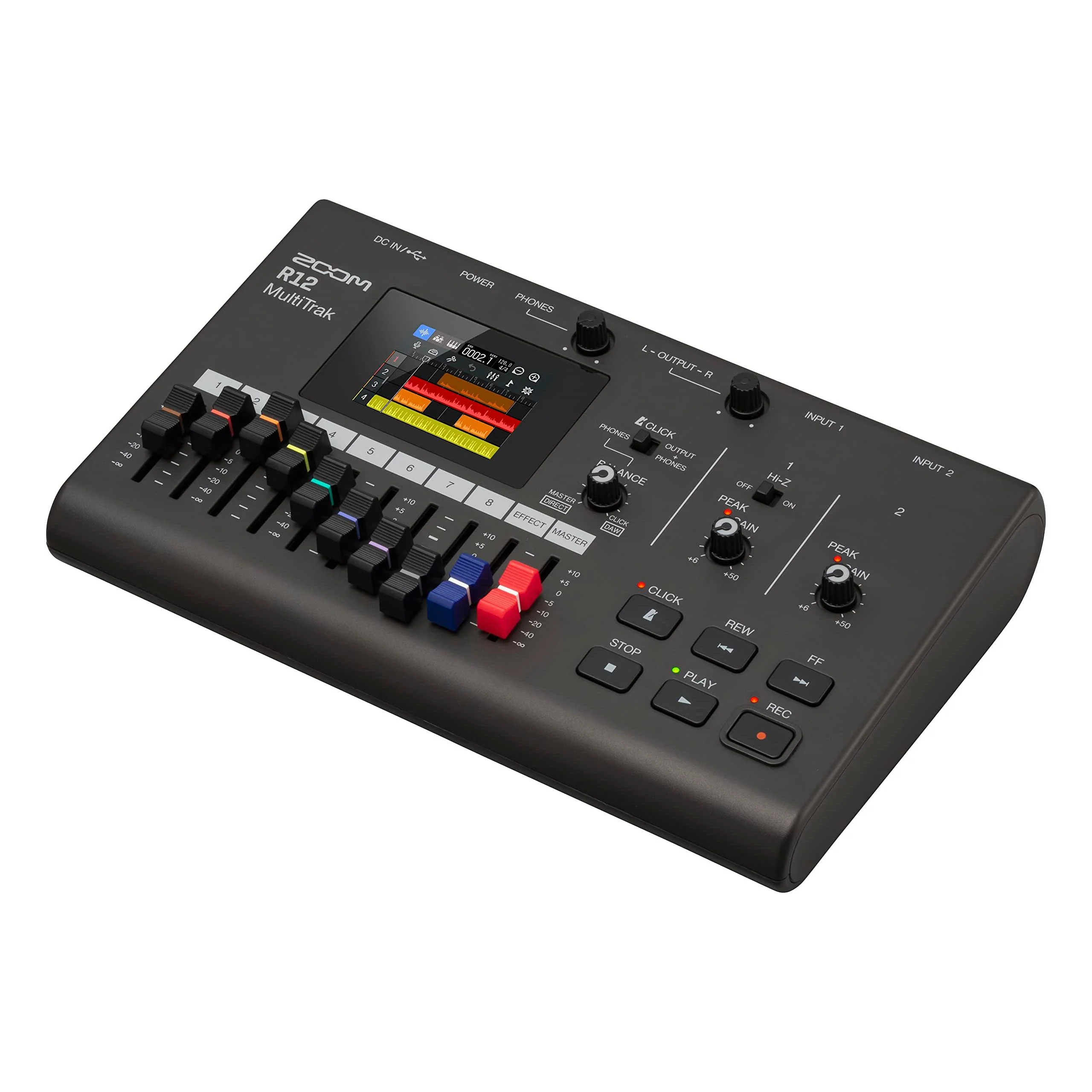 Zoom R12 Multi Track Portable Recorder, with Touchscreen, Onboard Editing, 8 Tracks, 2 Combo Inputs, Effects, Synth, Drum Loops, Battery Powered, and USB Audio Interface - Image 3